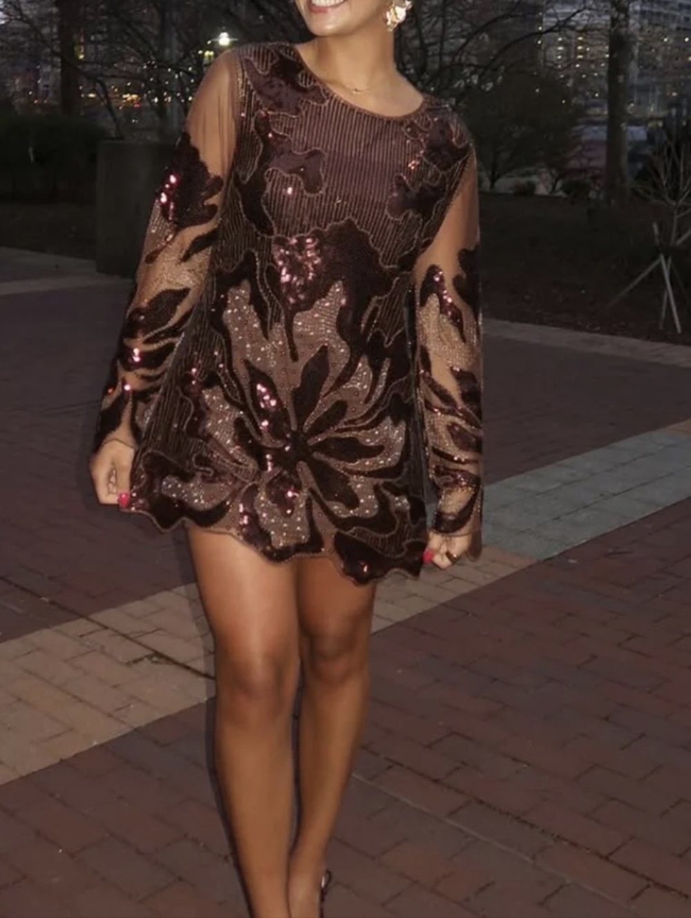 12th Tribe Amber Nights Beaded Sequin Mini Dress Size Small